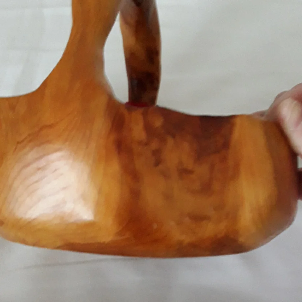 Hand Carved Fir Tree Wood Basket